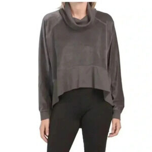 Free People FP Movement Last Chance Velour Pullover Charcoal Small NWT